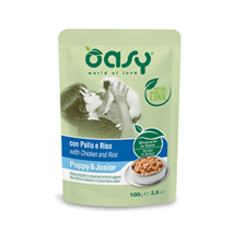 Oasy Strips in Gravy Puppy koščki v omaki - piščanec in riž - 100 g