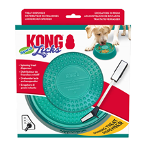 KONG lizalna posoda Licks Spinz L, turkizna - 20,3 x 20,3 cm