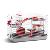 MPS kletka za hrčke Spinky, opremljena, rdeče-siva - 58 x 32 x 46 cm