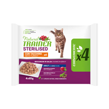 Natural Trainer Cat Multipack Sterilised Adult, vrečka - puran - 4 x 85 g