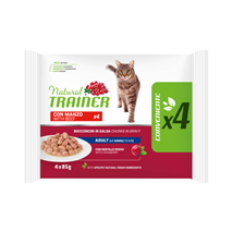 Natural Trainer Cat Multipack Adult, vrečka - govedina - 4 x 85 g