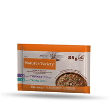 Nature's Variety Cat Adult Multipack koščki v omaki - puran, tuna - 4 x 85 g