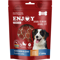 Enjoy Carnivore Fusion Rolls žvečljive rolice, piščanec in trska - 300 g