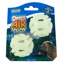 Chuckit! Air Glow svetleča mrežasta žogica M, 2 kos - 6,4 cm