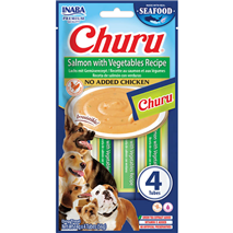 Inaba dog Churu Purée, losos in zelenjava - 4 x 14 g