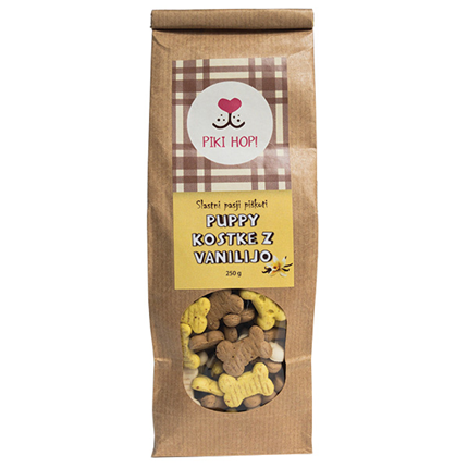 Piki Hop piškoti za pse Puppy kostke z vanilijo - 250 g