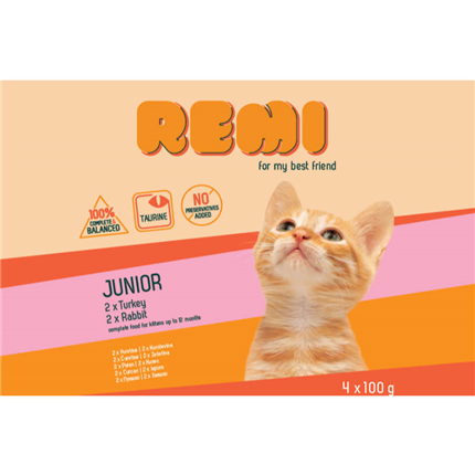 Remi Kitten Multipack vrečke, puran in kunec - 4 x 100 g