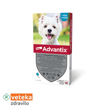 Advantix za pse do 10kg - 4 x ampula/1.0 ml