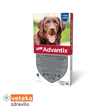 Advantix ampule za pse, nad 25 kg - 4,0 ml - 4 ampule