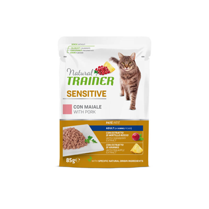 Natural Trainer Cat Sensitive, vrečka - svinjina - 85 g