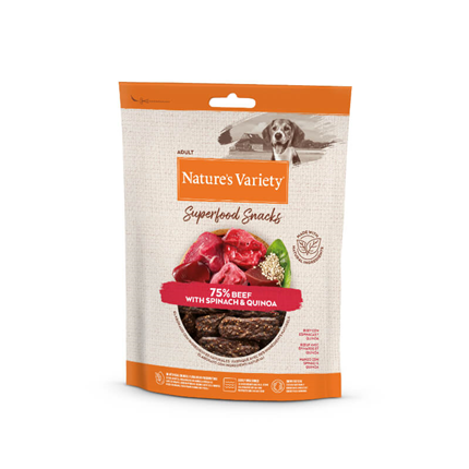 Nature's Variety Superfood posladek govedina & špinača & kvinoja – 85g