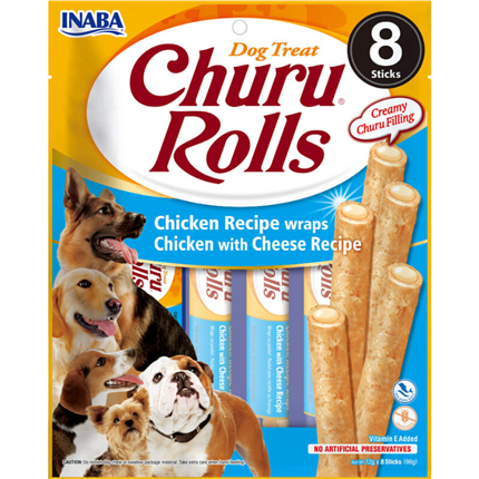 Inaba dog Churu Rolls, piščanec in sir - 8 x 12 g