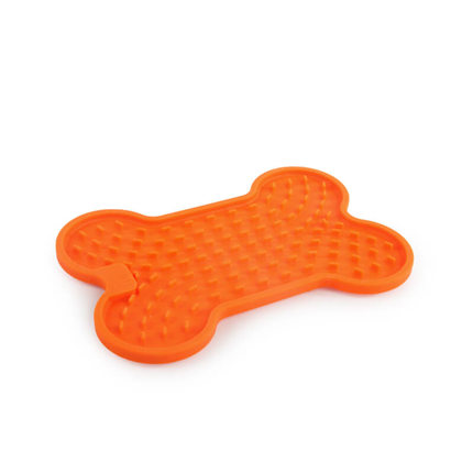 All For Paws Bone Appetit podloga Lick Mat, oranžna kost S - 20 x 13,5 cm