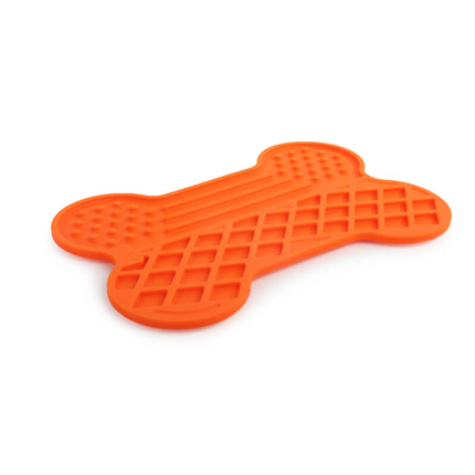 All For Paws Bone Appetit podloga Lick Mat, oranžna kost L - 28 x 18,5 cm