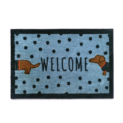 Preproga Doggie Welcome, modra - 50 x 75 cm