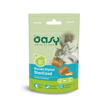 Oasy Adult Sterilized polnjene blazinice s piščancem, posladki - 60 g