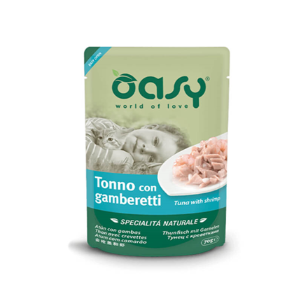 Oasy Natural Range Adult tuna in kozice v želeju, vrečka - 70 g