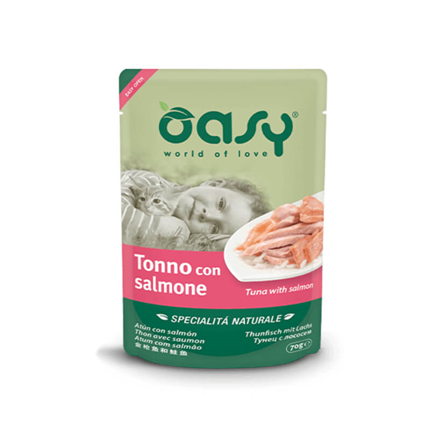 Oasy Natural Range Adult tuna in losos v želeju, vrečka - 70 g