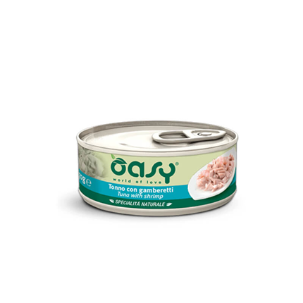 Oasy Natural Range adult tuna in kozice v želeju, konzerva - 70 g