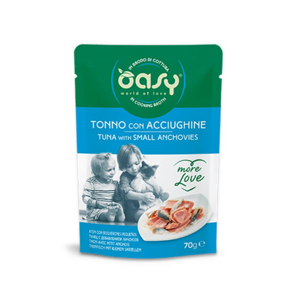 Oasy More Love Adult tuna in inčuni v juhi, vrečka - 70 g