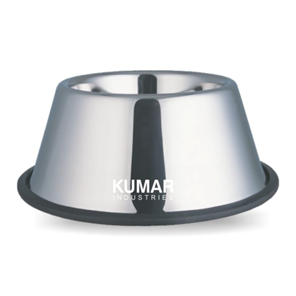 Kumar kovinska posoda krom za dolgouhe pse, gumiran rob - 24,5 cm / 1 l