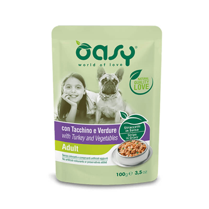 Oasy Strips in Gravy Adult koščki v omaki - puran in zelenjava - 100 g