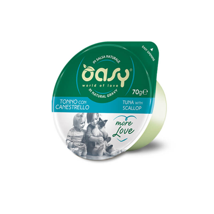 Oasy More Love Adult tuna in pokrovača v naravni omaki, lonček - 70 g