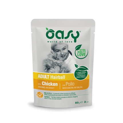 Oasy Chunks in Gravy Hairball Adult piščanec v omaki, vrečka - 85 g