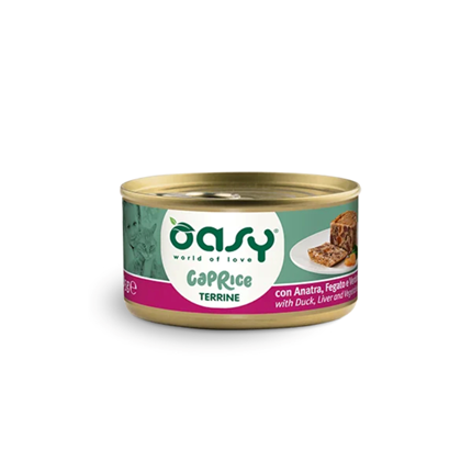 Oasy Caprice Terrine Adult raca, jetra in zelenjava, pašteta v konzervi - 85g