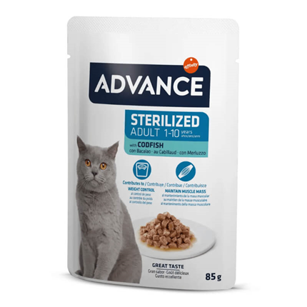 Advance Cat Adult Sterilized koščki v omaki, vrečka - trska - 85 g