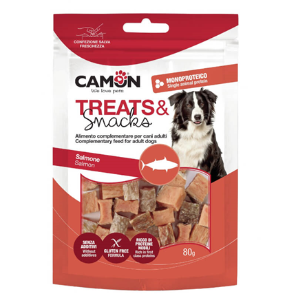 Camon Treats&Snacks posladek majhne kocke, losos in koža - 80 g
