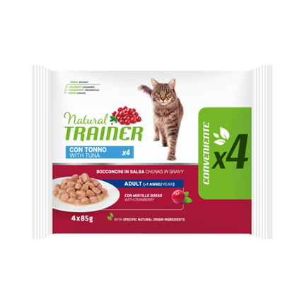 Natural Trainer Cat Multipack Adult, vrečka - tuna - 4 x 85 g