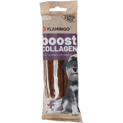 Flamingo BoostCollagen goveje palčke z brusnicami in šipkom, 3 kos - 54 g