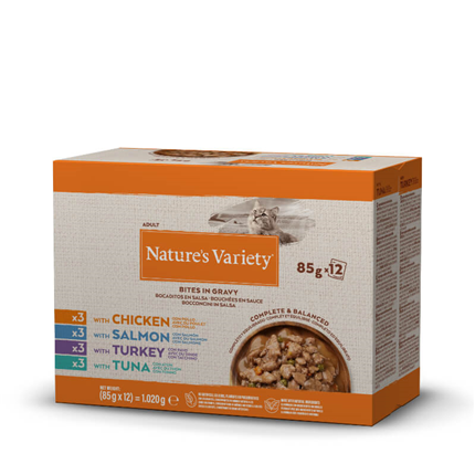 Nature's Variety Cat Adult Multipack koščki v omaki - 4 okusi - 12 x 85 g