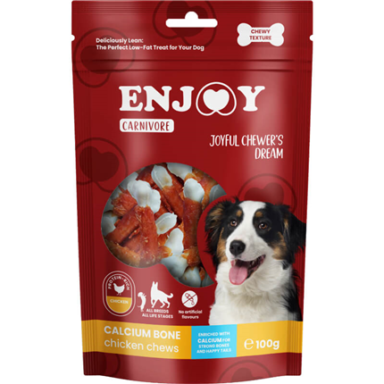 Enjoy Carnivore Calcium Bone žvečljive kalcijeve kostke, piščanec - 100 g