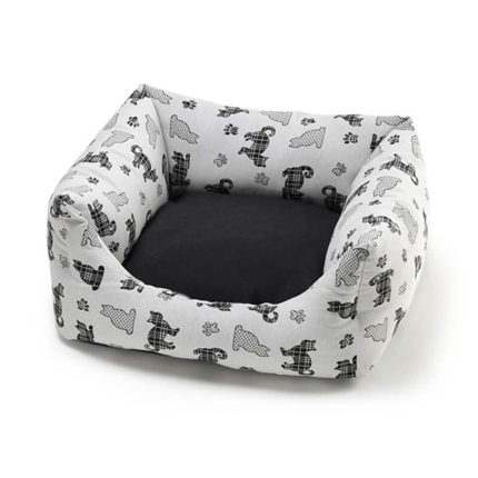 Leopet kvadratno ležišče Rodi Cats, belo-sivo-črno - 50 x 50 x 20 cm