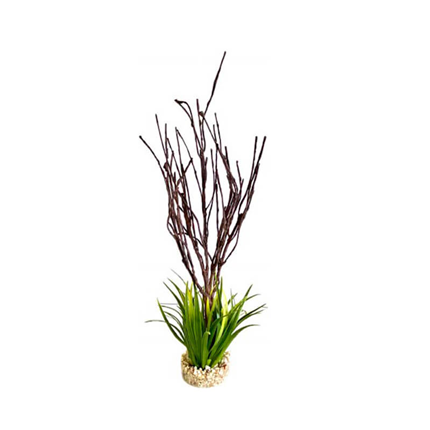 Sydeco umetni dekor Terra trava z vejo - 39 cm