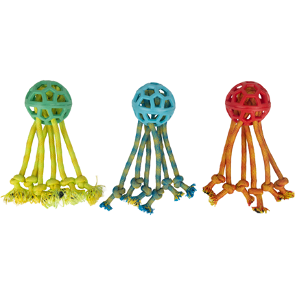 Pawise Play-N-Tug gumijasta žoga z vrv, razli. barve - 26 x 9 cm