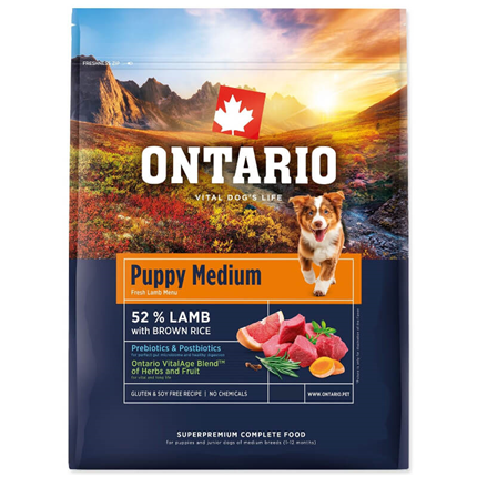 Ontario Puppy Medium - jagnjetina in rjavi riž