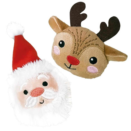 Nobby Xmas plišasta božična blazinica z mačjo meto, jelenček in božiček - 9-13 cm