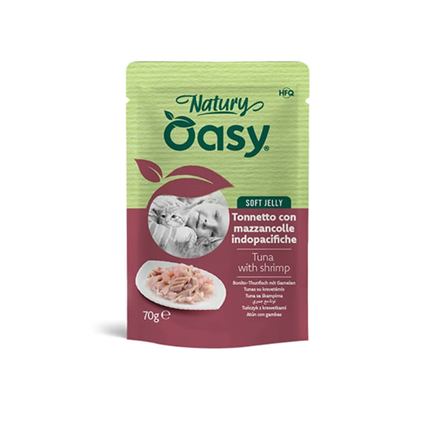 Oasy Cat Natury Adult fileji v želeju, vrečka - tuna in kozice - 70 g