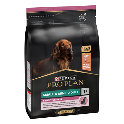 Purina Pro Plan Dog Adult Mini Sensitive Skin, losos - 3 kg