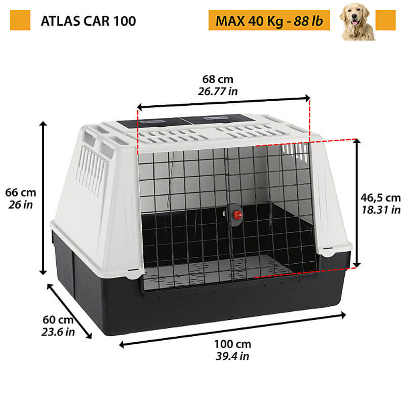 Krijgsgevangene Bij wet Decoratie Ferplast Atlas Car 100 transporter za prtljažnik, siv - 100 x 60 x 66 cm -  MrPet.si