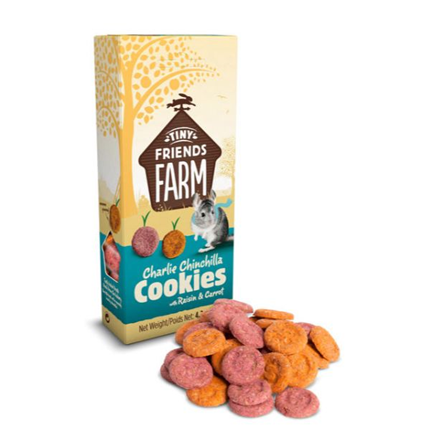 Tiny Friends Farm činčila Charlies Cookies rozine in korenje - 120 g