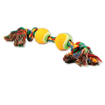 Dog Fantasy igralna vrv z dvema teniškima žogicama - 35 cm