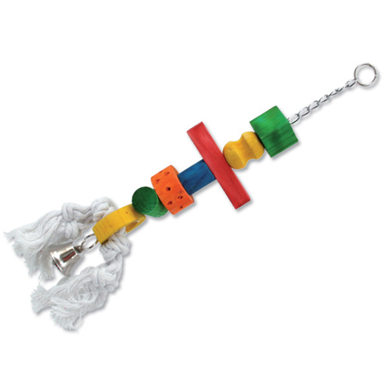 Bird Jewel igrača za ptice, les, vrv in zvonček - 50 cm