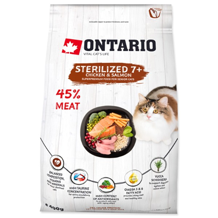 Ontario Cat Sterilised +7 - piščanec in losos