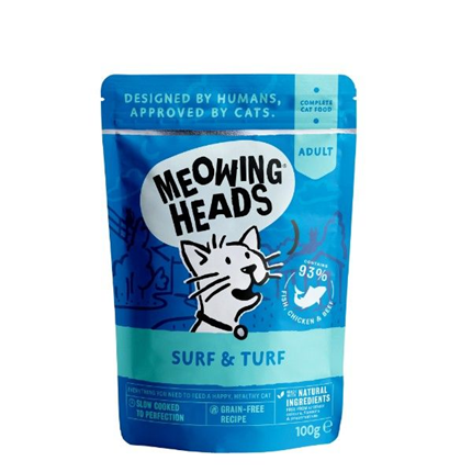 Meowing Heads Supurrr Surf & Turf - riba, piščanec in govedina - 100 g