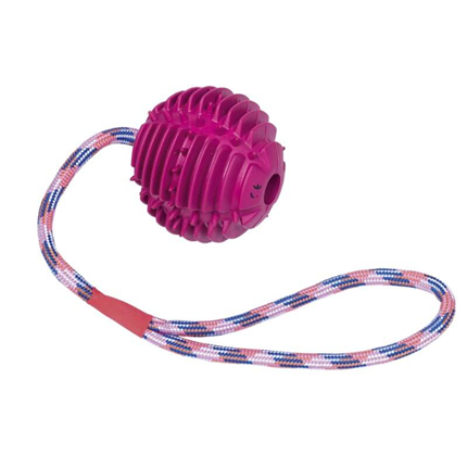 Nobby gumi žoga z vrvjo, vijola - 7,5 cm/30 cm