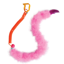 JW igrača za mačke, roza perje z mačjo meto in vzmetjo